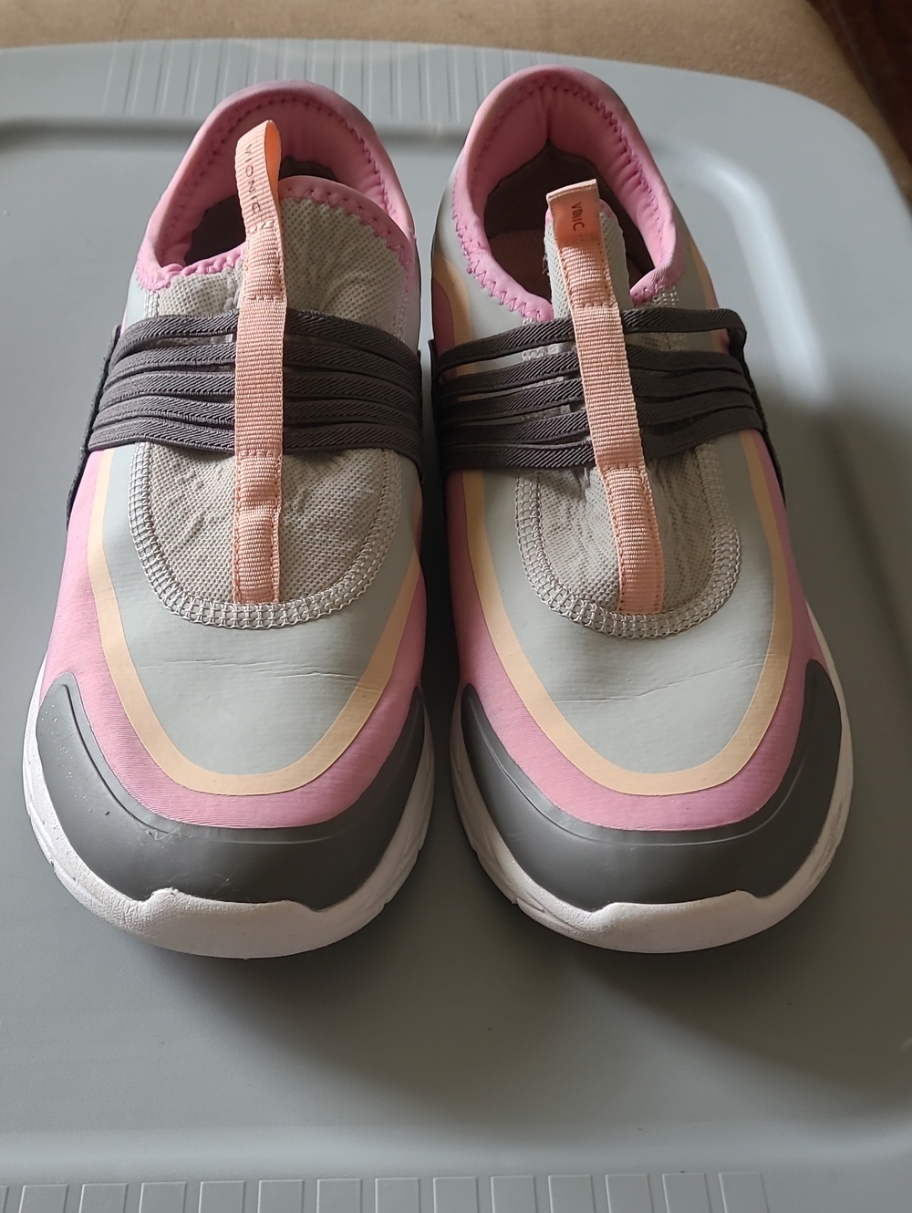 Vionic Slip-On Athletic Sneakers in Pink, Gray & Cream Size 10 - Picture 2 of 13